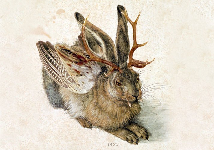 Hase mit Flügeln und Geweih