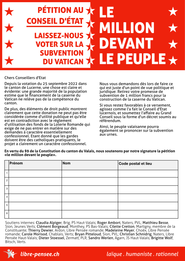 feuille de petition A4 le million devant le peuple