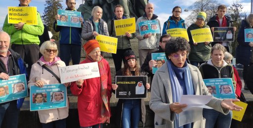 Vigil pour Raif Badawi et Waleed Abulkhair 31. 1. 2020 à Bern